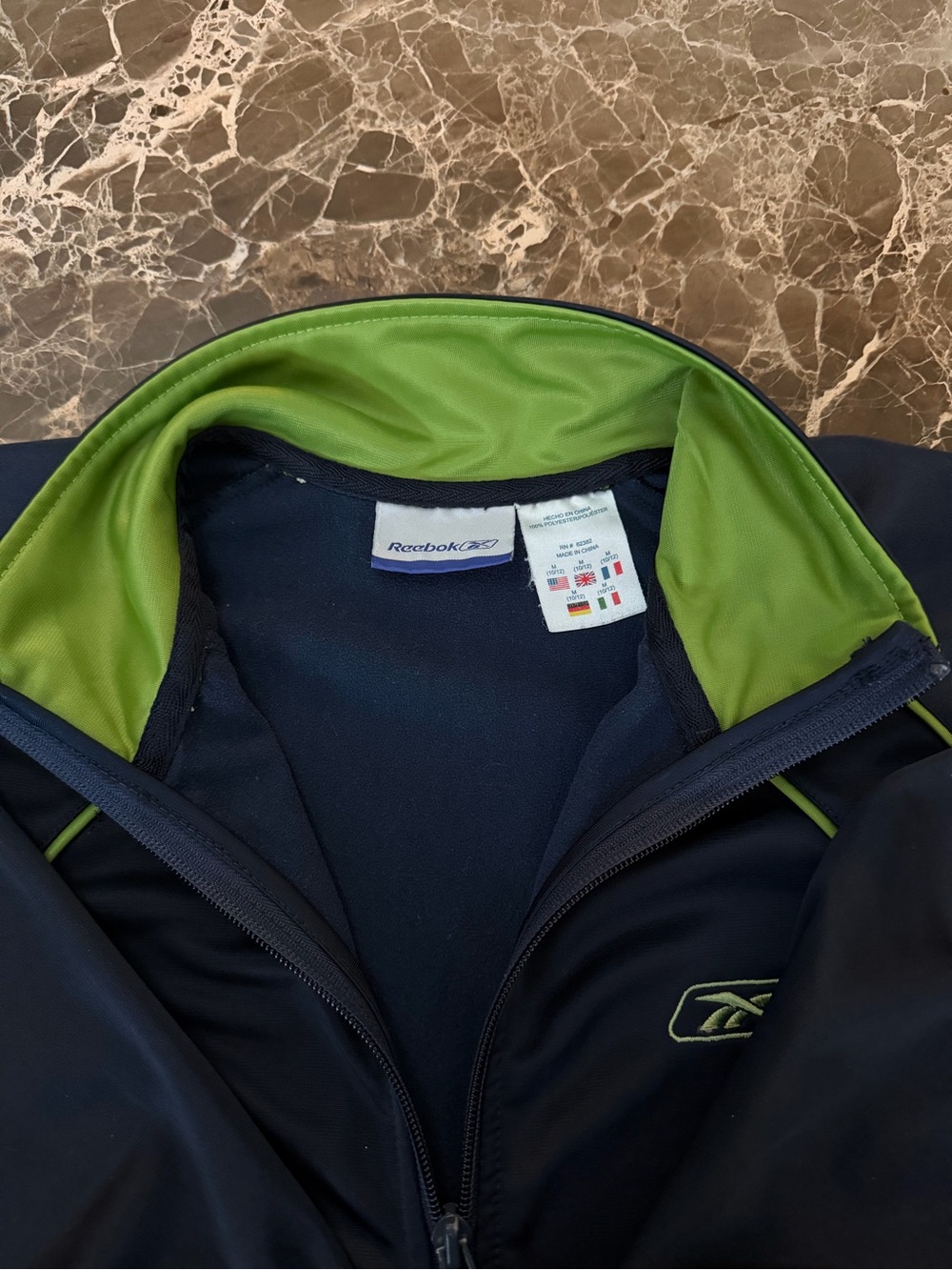 Reebok Navy Jacket with Lime Green Accents - Kids